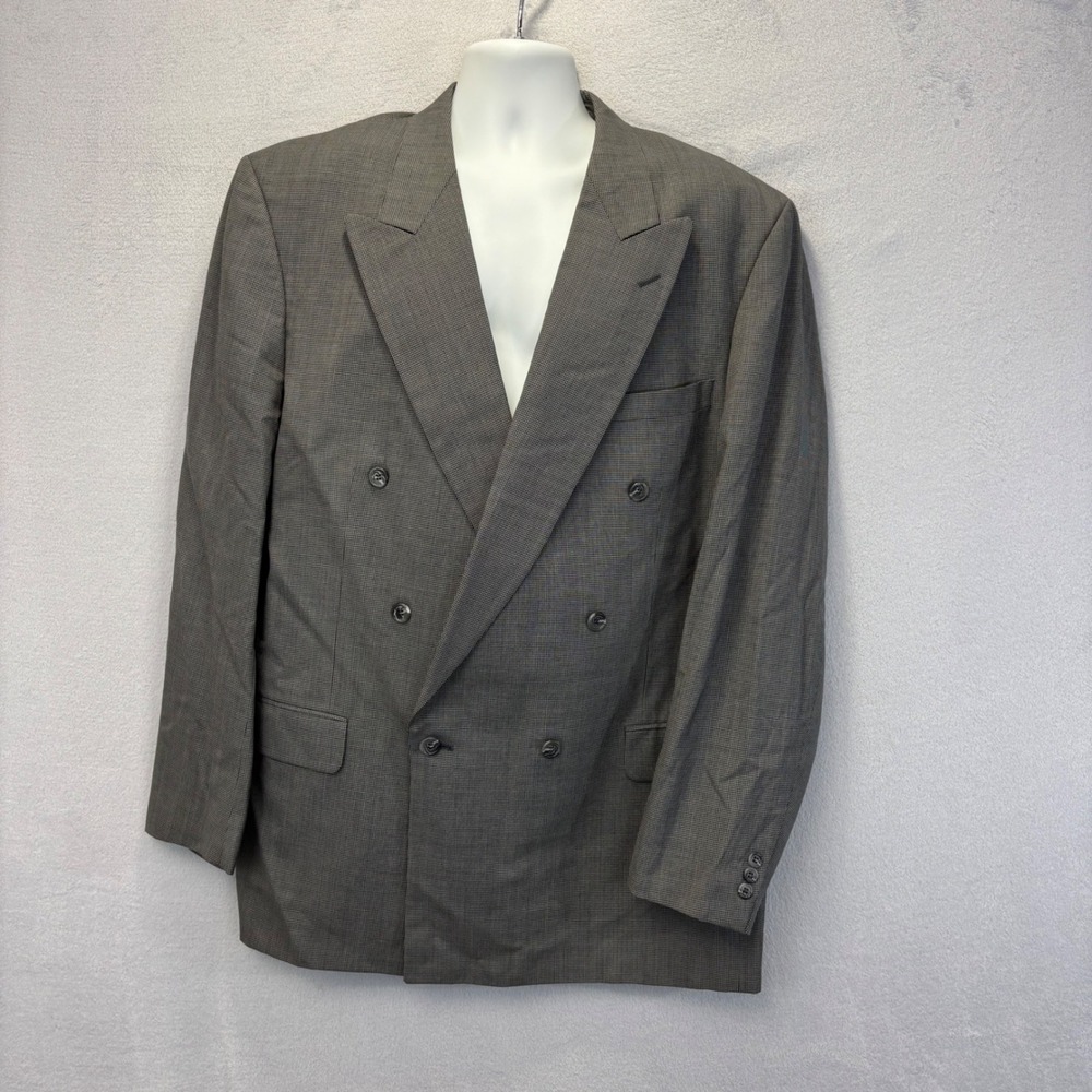 Vintage Pierre Balmain 100% Wool Double Breasted Mens Blazer Jacket Size 48L